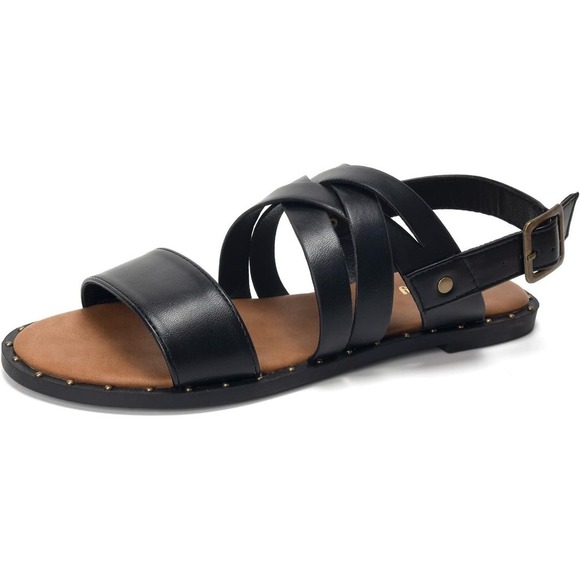 Funkeymonkey Shoes - Women's Black Strappy Flat Sandals Size 6 New in Box